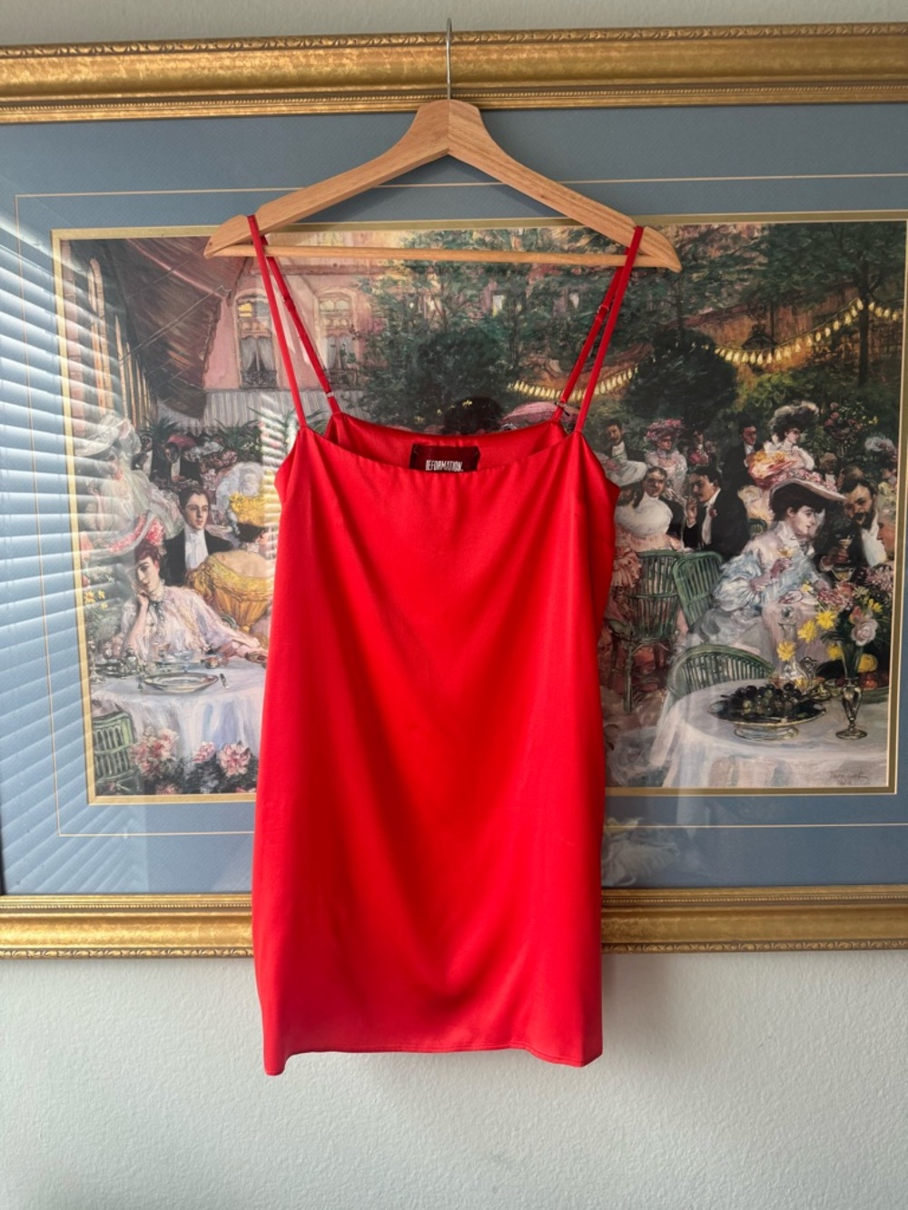 Reformation Red Satin Cami Slip Dress